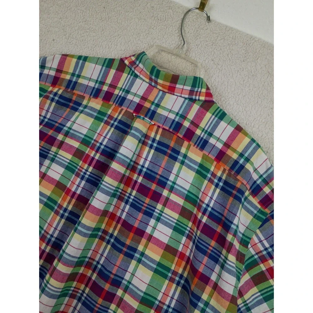 Ralph Lauren Short Sleeve Shirt Men 2XLT Multi Authentic Indian Madras‎ Plaid